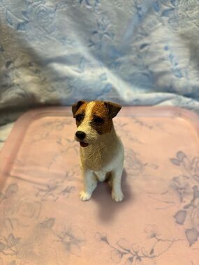 Jack Russell Terrier Figurine - White and Brown Dog Statue by Sandicast